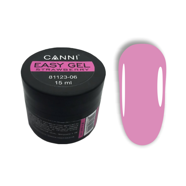 Гель для нарощування та зміцнення нігтів Canni Easy gel 06 Strawberry полуничний 15 мл