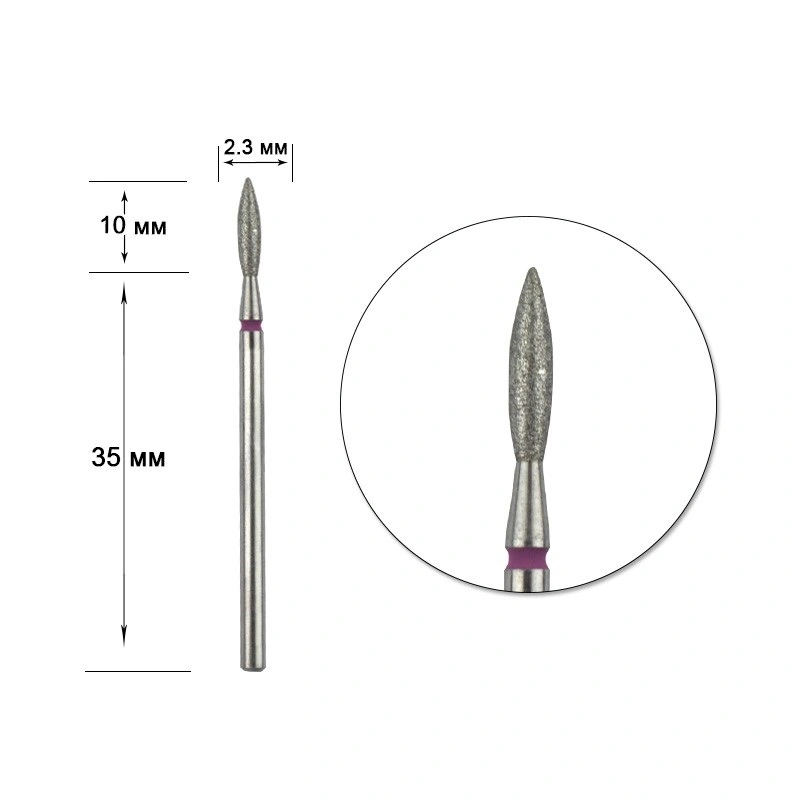 Алмазна насадка полум`я Staleks Pro Expert Diamond Nozzle Flame червона, м`який абразив 2.3 мм