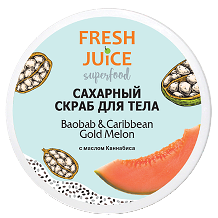 Цукровий скраб для тіла Fresh Juice Цукровий скраб для тіла Superfood Baobab & Caribbean Gold Melon 225 мл