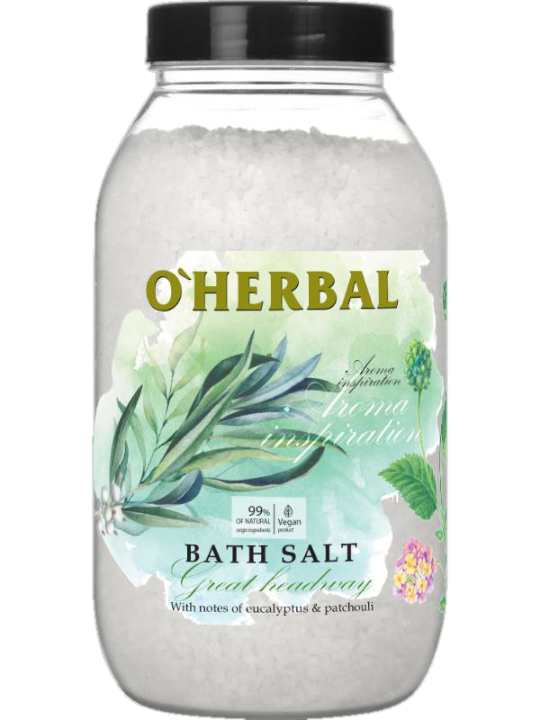 Сіль для ванн з оліями кедра та евкаліпту OHerbal Bath Salt Aroma Inspiration Great headway 1100 г