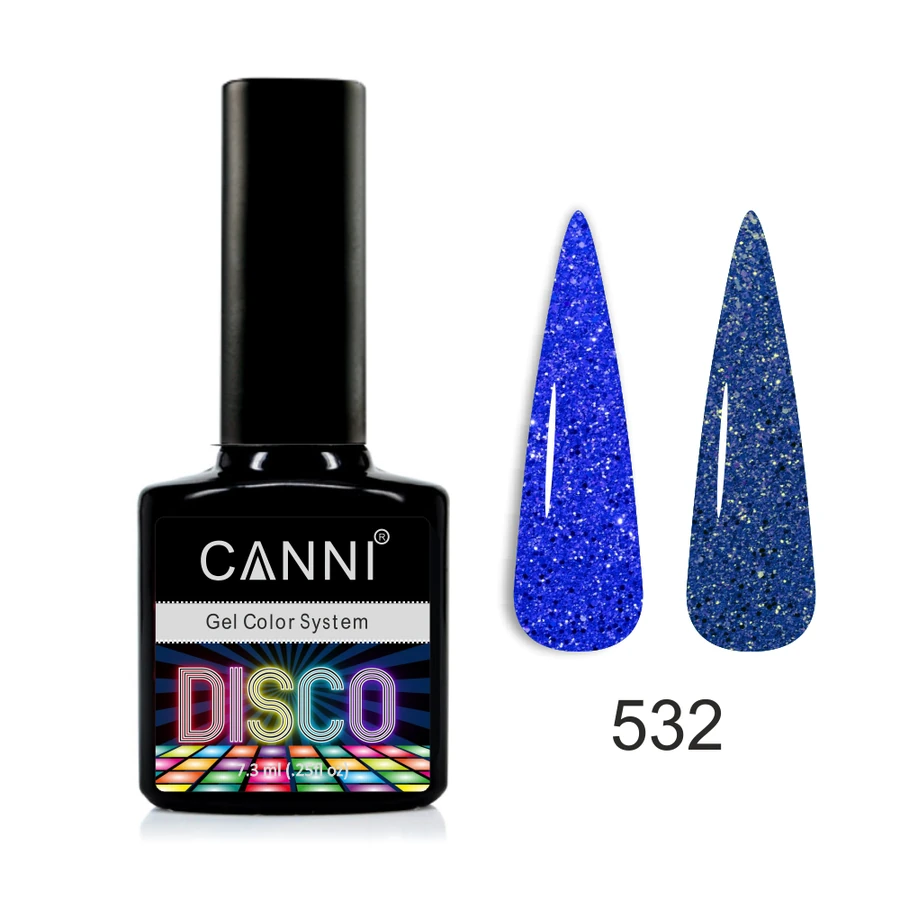Гель-лак Canni Gel Polish Disco №532 синя блакить, світловідбиваючий