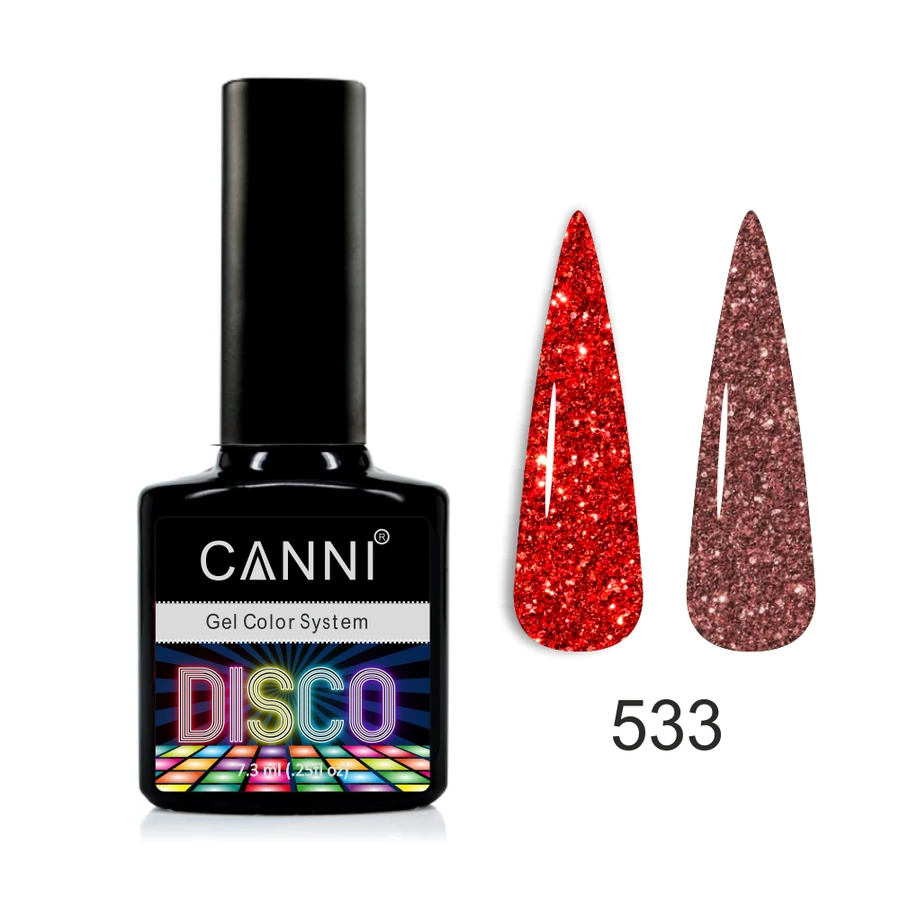 Гель-лак Canni Gel Polish Disco №533 кораловий, світловідбивний