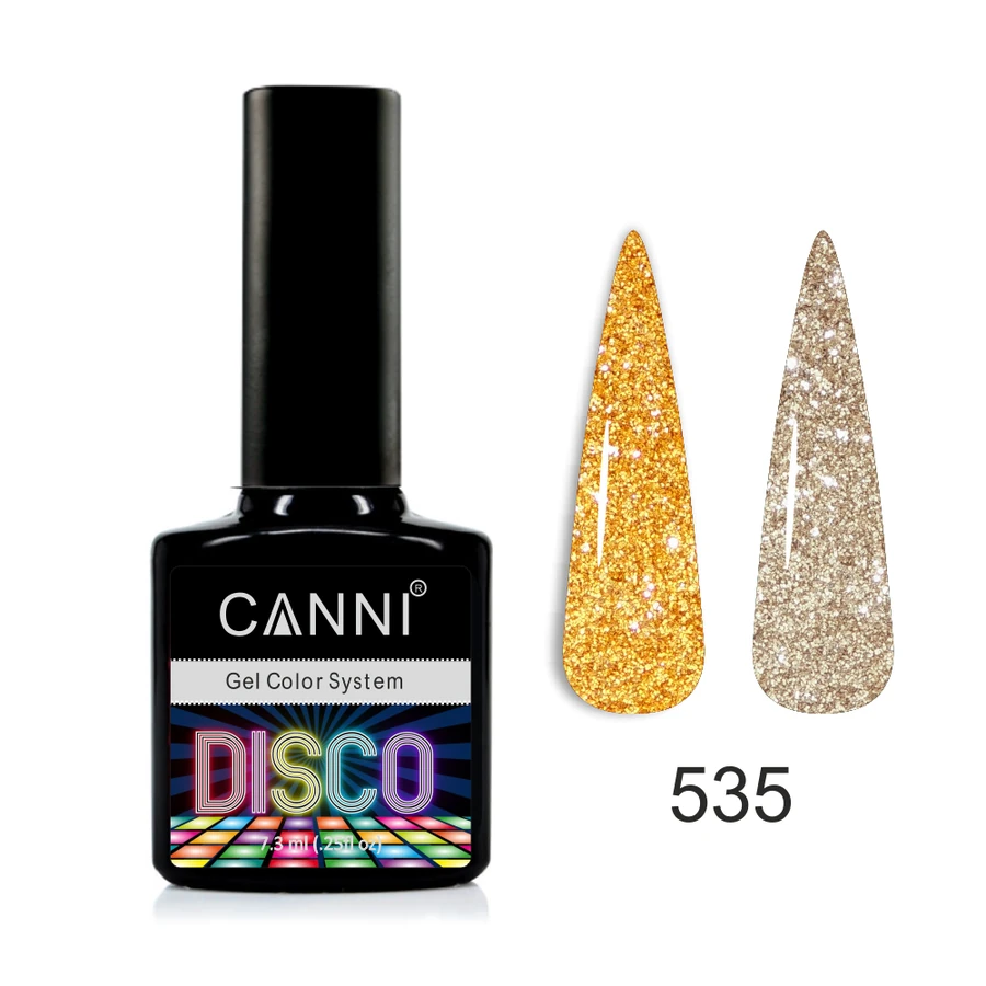 Гель-лак Canni Gel Polish Disco №535 золото, світловідбиваючий
