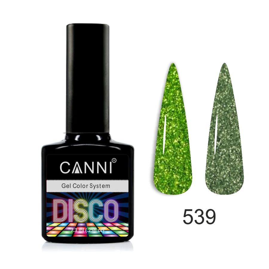 Гель-лак Canni Gel Polish Disco №539 салатово-золотистий, світловідбивний