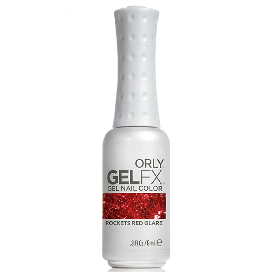 Гель-лак ORLY Gel FX Rockets Red Glare прозорий, з великими червоними шестикутниками та дрібними блискітками 9 мл