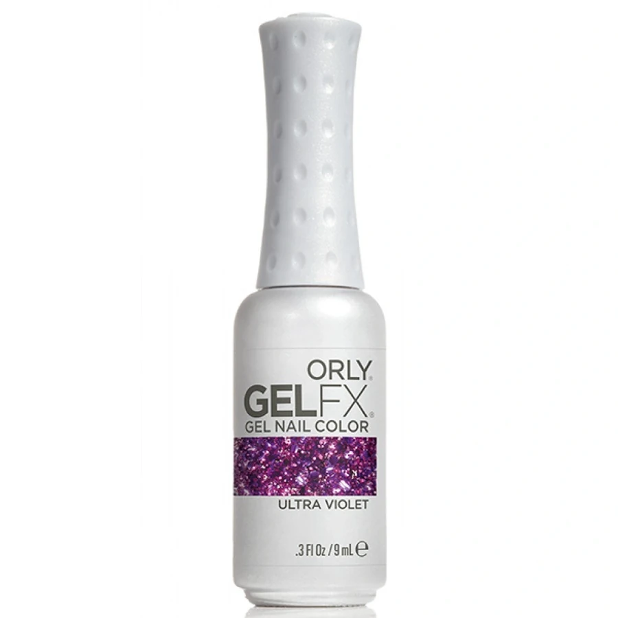 Гель-лак ORLY Gel FX Ultra Violet прозорий, з великими та дрібними фіолетовими шестикутниками 9 мл