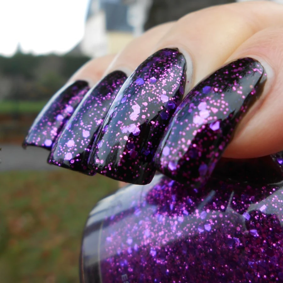Гель-лак ORLY Gel FX Ultra Violet прозорий, з великими та дрібними фіолетовими шестикутниками 9 мл