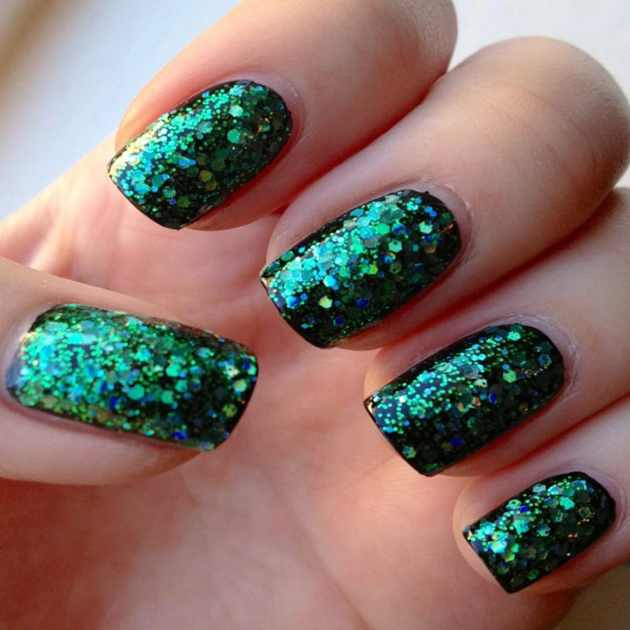 Гель-лак ORLY Gel FX Mermaid Tale прозорий, з великими та дрібними зеленими шестикутниками 9 мл