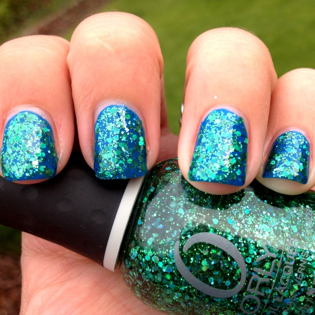 Гель-лак ORLY Gel FX Mermaid Tale прозорий, з великими та дрібними зеленими шестикутниками 9 мл