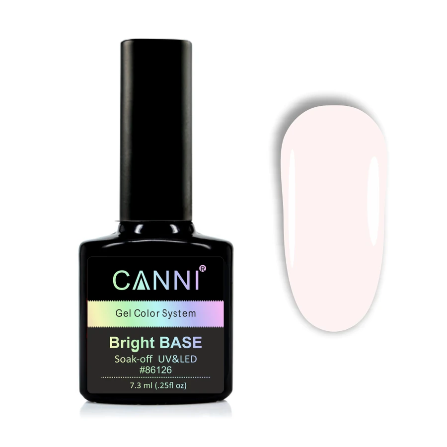 Кольорове каучукове базове покриття Canni Bright Base №653 молочно-рожевий 7,3 мл