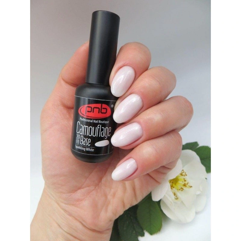 Камуфлююча каучукова база PNB Camouflage Base Sparkling White іскриста біла 50 мл