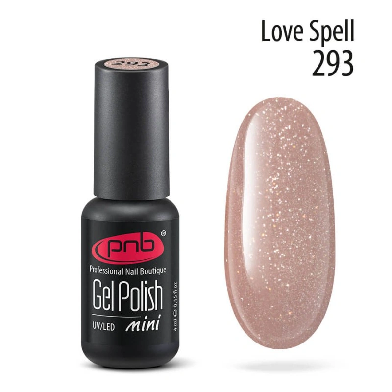 Гель-лак PNB Mini №293 Love Spell біж, щільний шиммер 4 мл