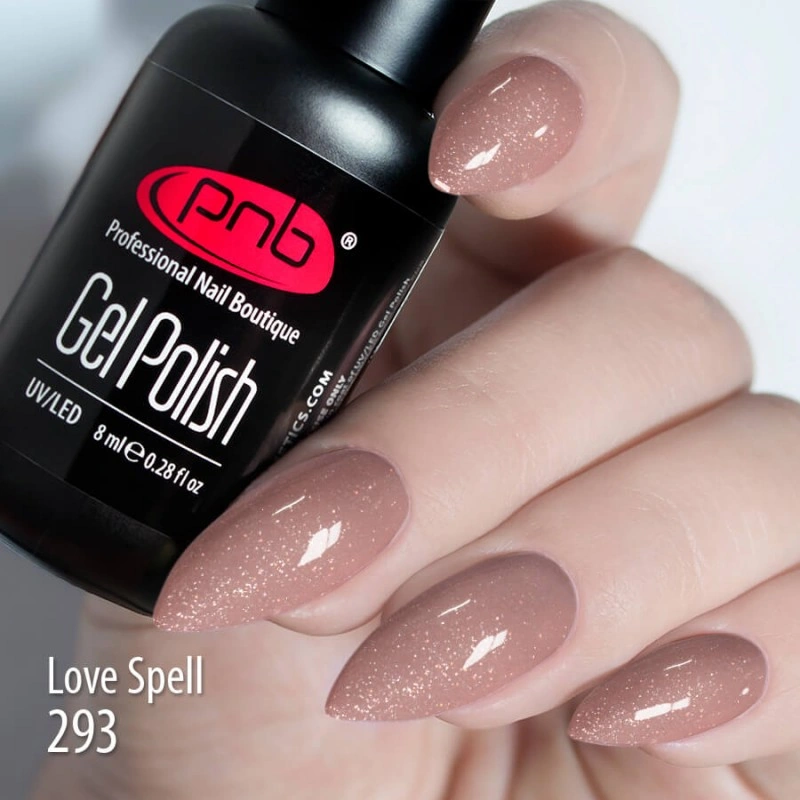 Гель-лак PNB Mini №293 Love Spell біж, щільний шиммер 4 мл