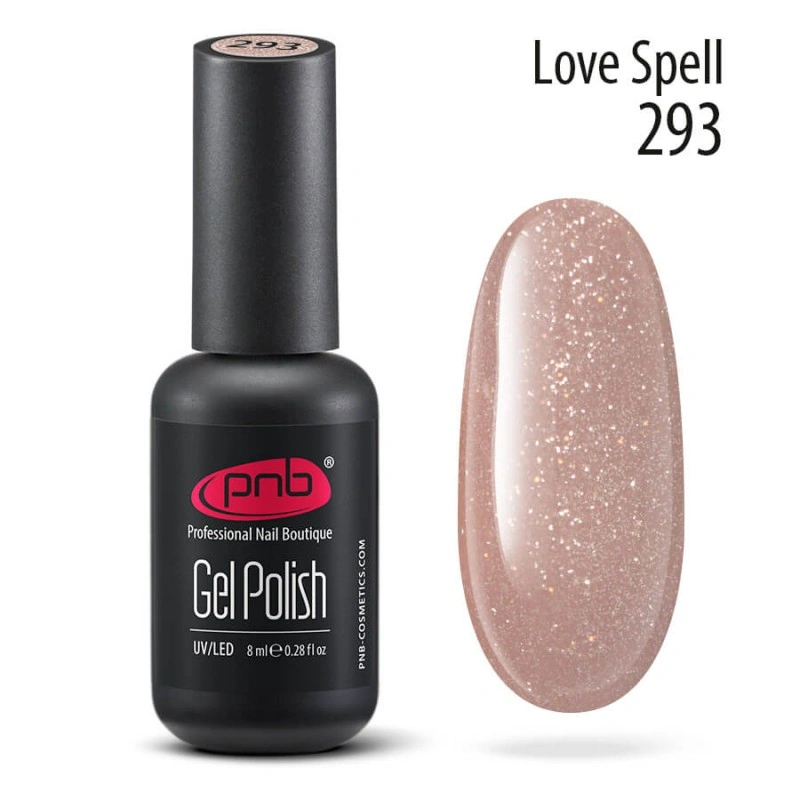 Гель-лак PNB №293 Love Spell бежевий, щільний шиммер 8 мл