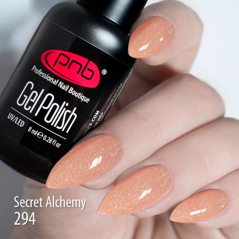 Гель-лак PNB Mini №294 Secret Alcheme бежево-персиковий, щільний шиммер 4 мл