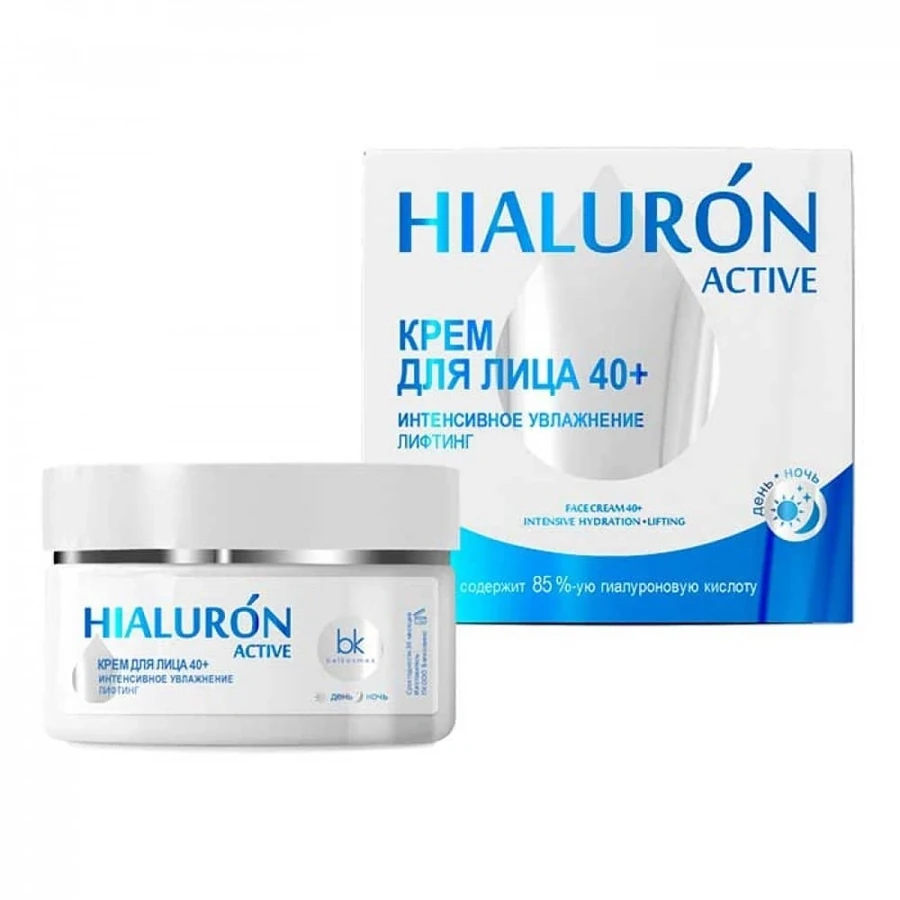 Крем для обличчя Белкосмекс Hialuron Active Крем для обличчя 40+ інтенсивне зволоження ліфтинг 48 г