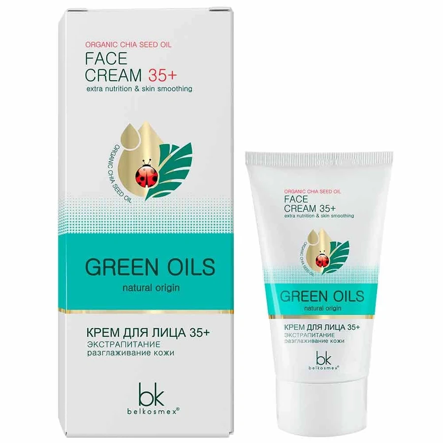 Крем Белкосмекс Green Oils 35+ Крем для обличчя екстраживлення, розгладжування шкіри 40 г