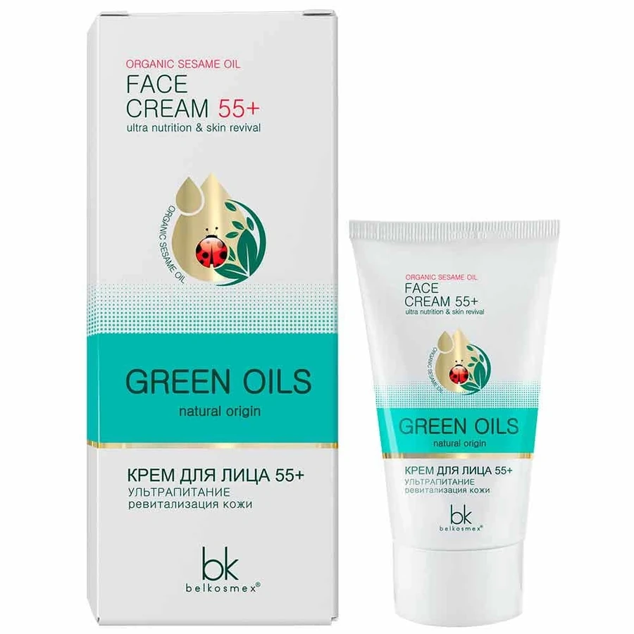 Крем Белкосмекс Green Oils 55+ Крем для обличчя ультраживлення, ревіталізація шкіри 40 г