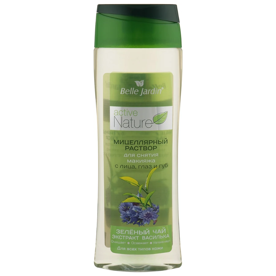 Belle Jardin Active Nature Eco Micellar Solution for Face Makeup Removal Зелений чай та волошка 250 мл