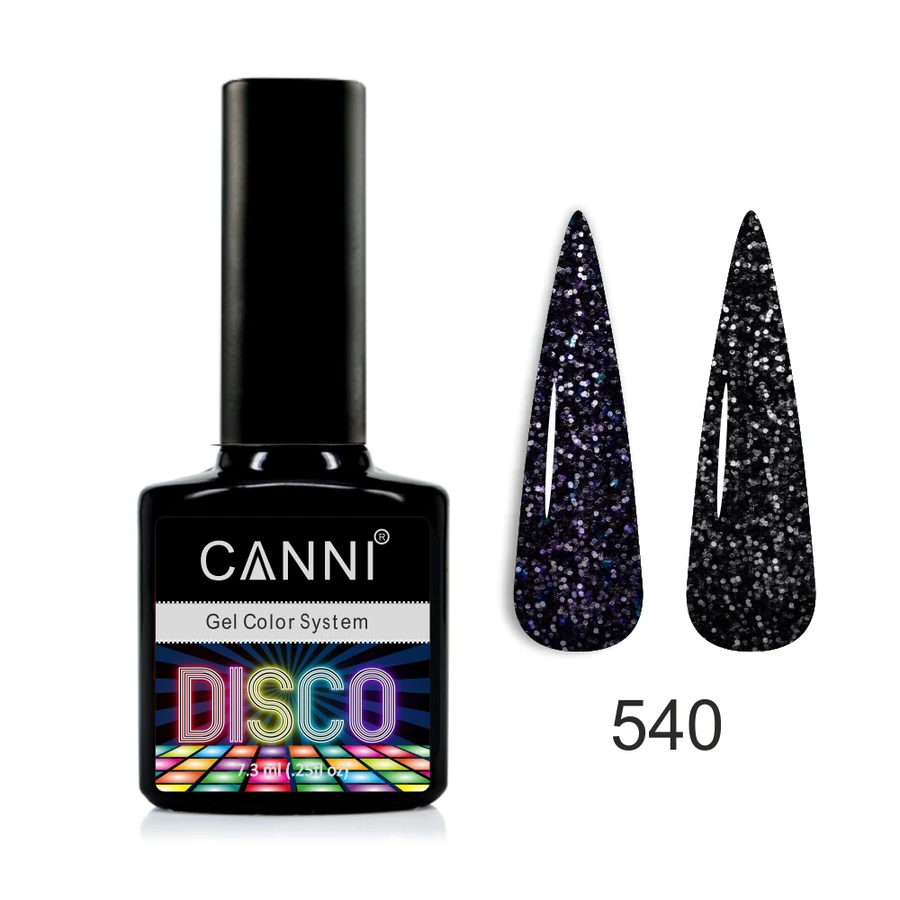 Гель-лак Canni Gel polish Disco №540 димчасто-чорний, світловідбивний