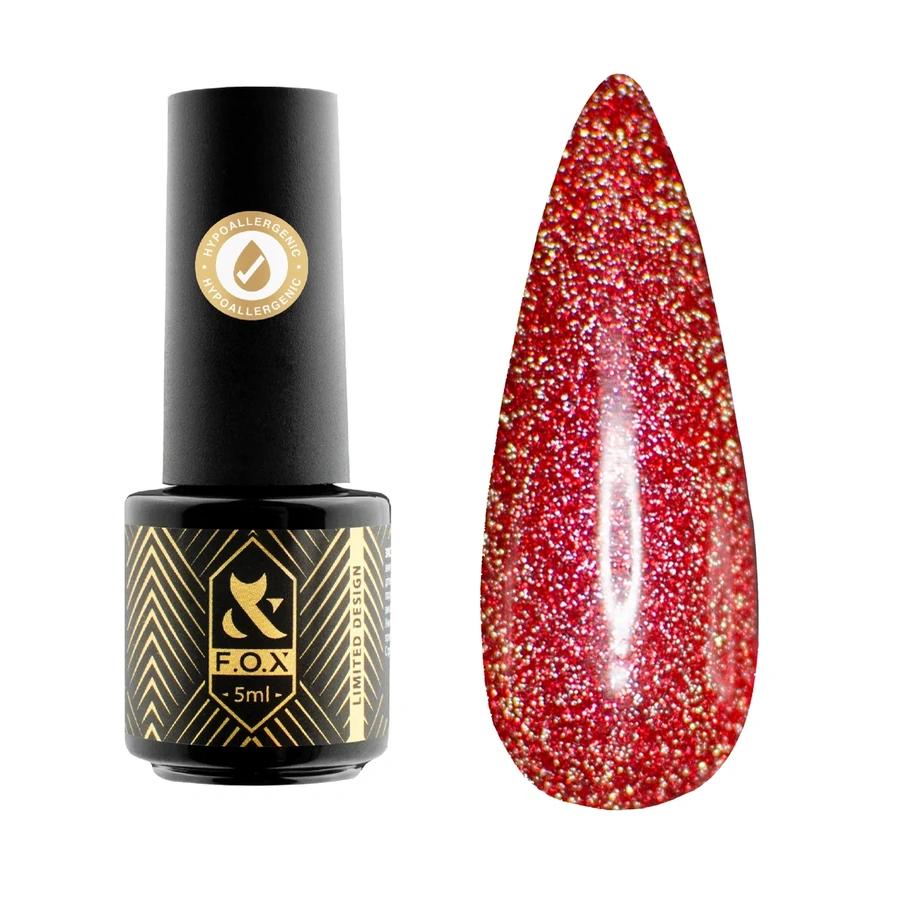 Світловідбивний гель-лак FOX Gel Polish Flash 013 червоний 5 мл