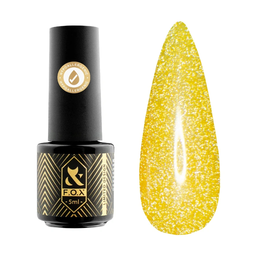 Світловідбивний гель-лак FOX Gel Polish Flash 015 жовтий 5 мл