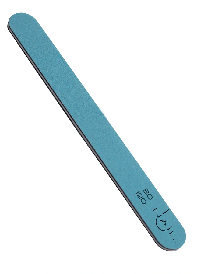 Пилочка для нігтів UNAIL Nail file STANDART PREMIUM Soft 80/120 блакитна, пряма, з м`якою підкладкою