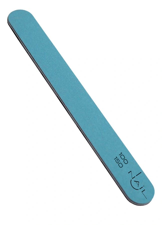 Пилочка для нігтів UNAIL Nail file STANDART PREMIUM Soft 100/150 блакитна, пряма, з м`якою підкладкою