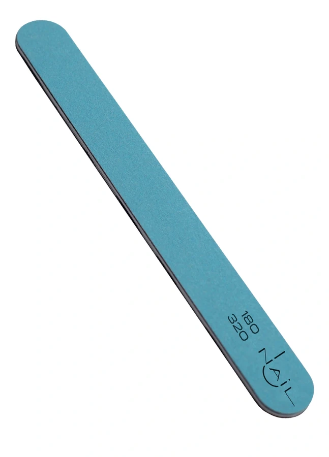 Пилочка для нігтів UNAIL Nail file STANDART PREMIUM Soft 180/320 блакитна, пряма, з м`якою підкладкою
