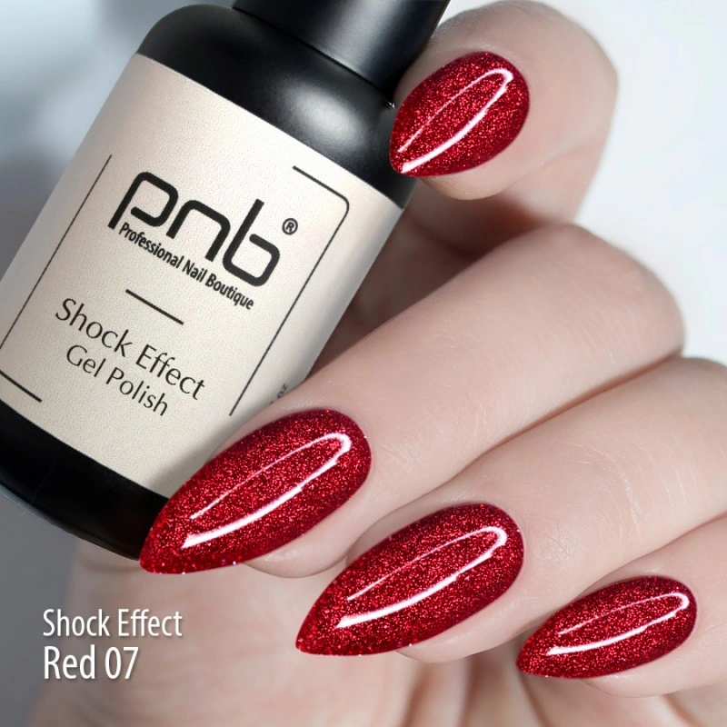 Гель-лак PNB Shock Effect 07 Red червоний, насичений шиммер 8 мл