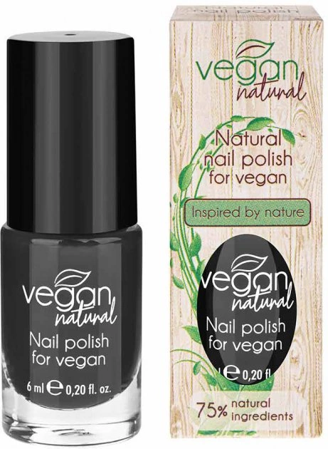 Веганський лак для нігтів Vegan Natural Лак для нігтів №15 чорний 6 мл