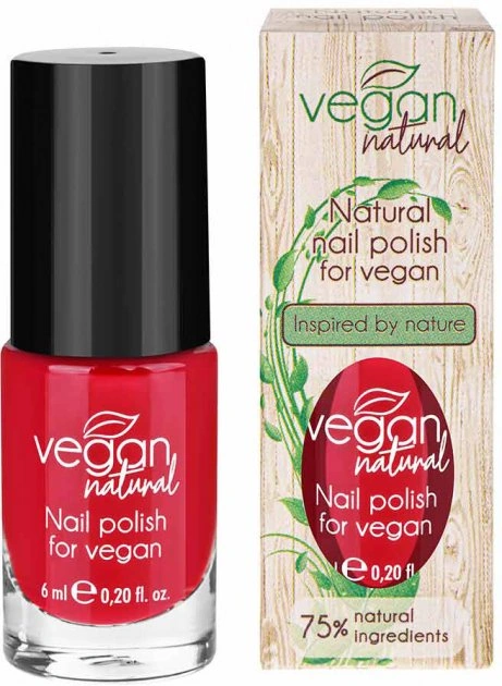 Веганський лак для нігтів Vegan Natural Лак для нігтів №12 червоний 6 мл