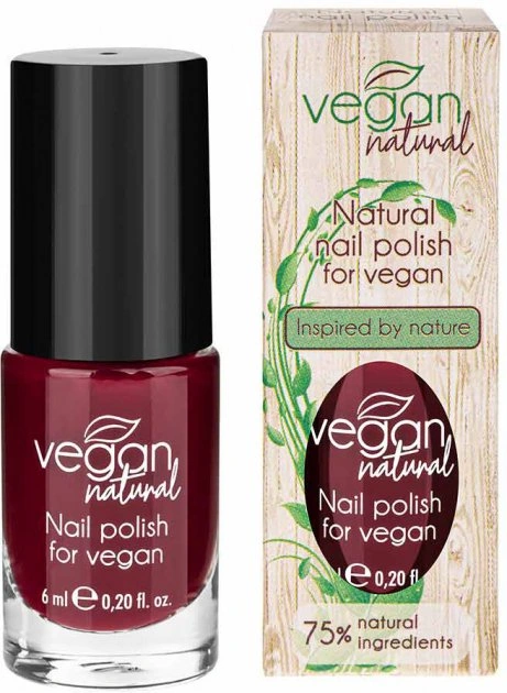Веганський лак для нігтів Vegan Natural Лак для нігтів №11 бордовий 6 мл