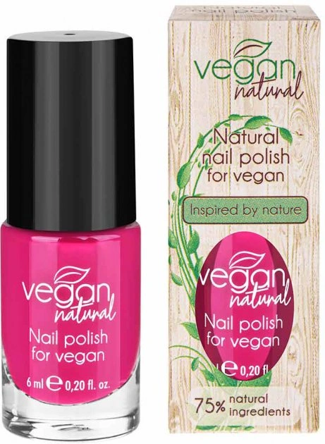 Веганський лак для нігтів Vegan Natural Лак для нігтів №06 яскравий малиновий 6 мл