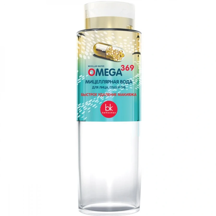 Міцелярна вода Белкосмекс Omega 369 Міцелярна вода для обличчя, очей та губ швидке видалення макіяжу 400 г
