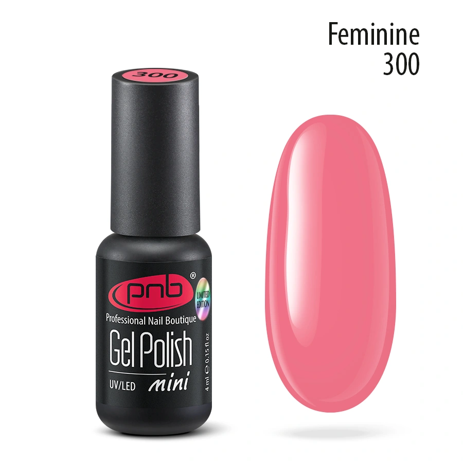 Гель-лак PNB Mini №300 Femine яскравий кораловий 4 мл