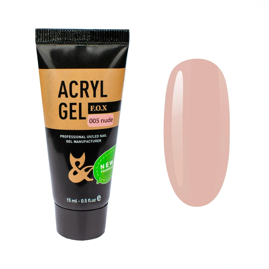 Акрил гель для моделювання FOX Acryl Gel New Formula 005 Nude нюдовий 15 мл