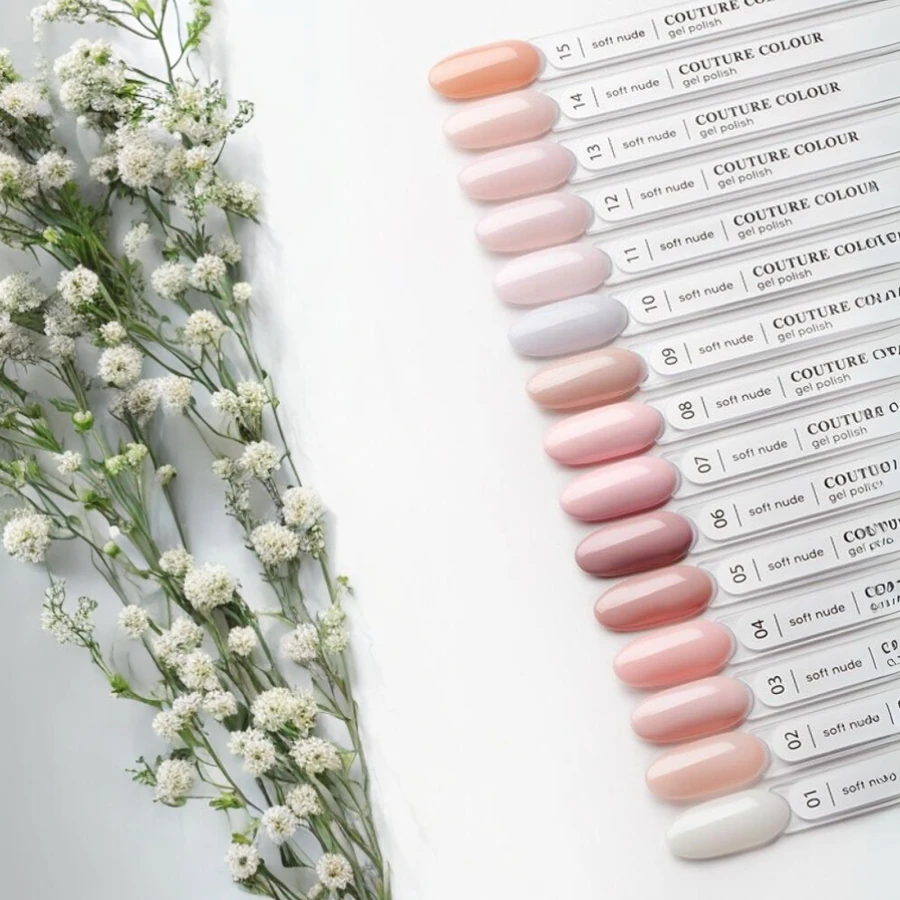 Гель-лак Couture Colour Soft Nude 14 напівпрозорий світлий абрикосово-рожевий, із шимером 9 мл
