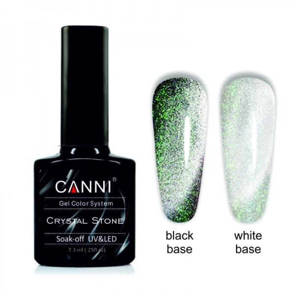 Гель-лак Canni Crystal Stone №905 миготливий срібло/золотисто-зелений, магнітний 7,3 мл
