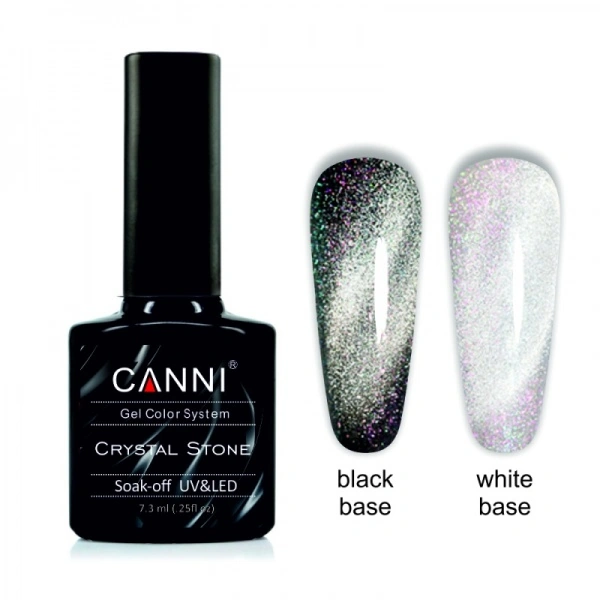 Гель-лак Canni Crystal Stone №906 миготливий срібло/рожевий, магнітний 7,3 мл