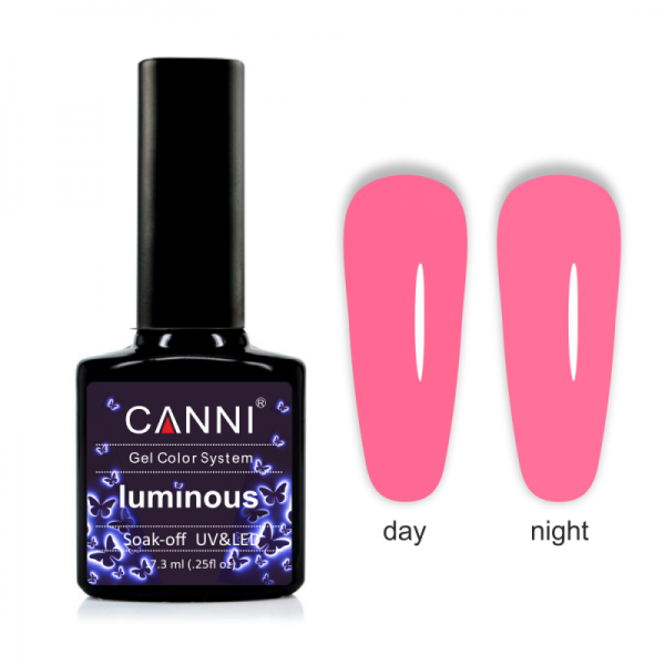 Гель-лак Canni Luminous №805 літній рожевий/яскравий рожевий , флуоресцентний 7,3 мл