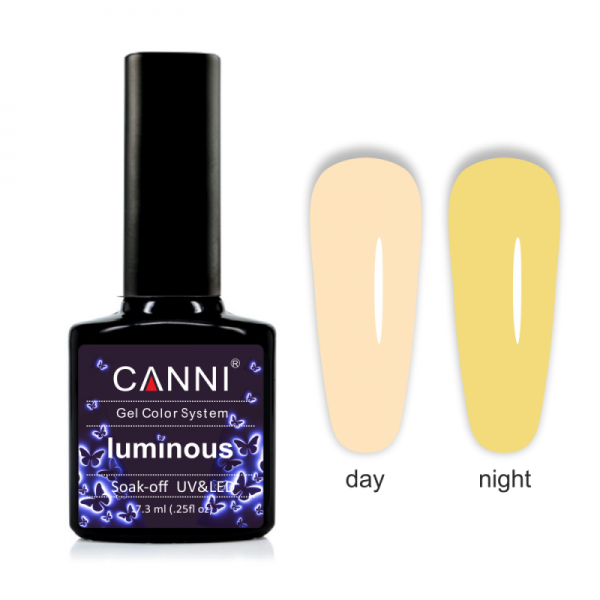 Гель-лак Canni Luminous №806 крем-брюле/сонячний жовтий , флуоресцентний 7,3 мл