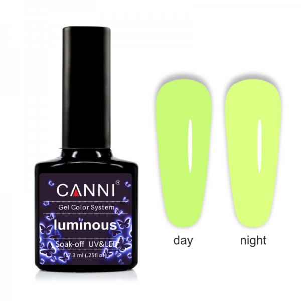 Гель-лак Canni Luminous №809 сонячний жовтий/лайм, флуоресцентний 7,3 мл