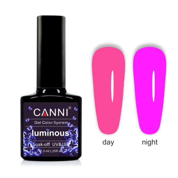 Гель-лак Canni Luminous №811 рожевий неон/яскрава фуксія, флуоресцентний 7,3 мл