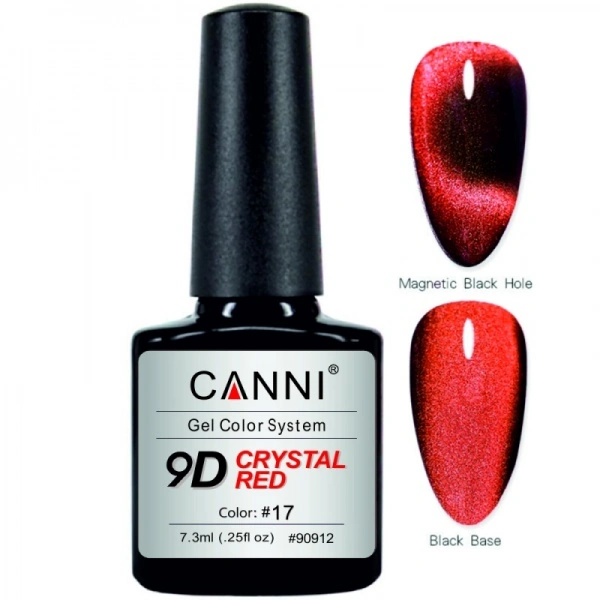 Гель-лак Canni 9D Crystal Red №17 котяче око 9D 7,3 мл