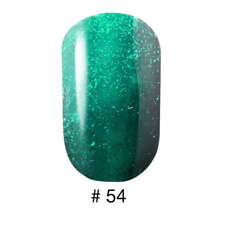 Гель лак G.La color 054 G.La color темний зелено-смарагдовий із салатовими дрібними блискітками 10 мл