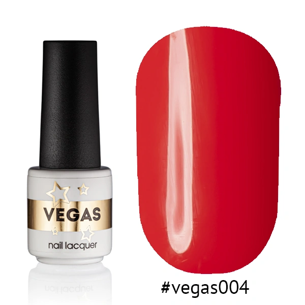 Гель-лак Vegas Nail Lacquer 004 яскравий червоний, емаль 6 мл