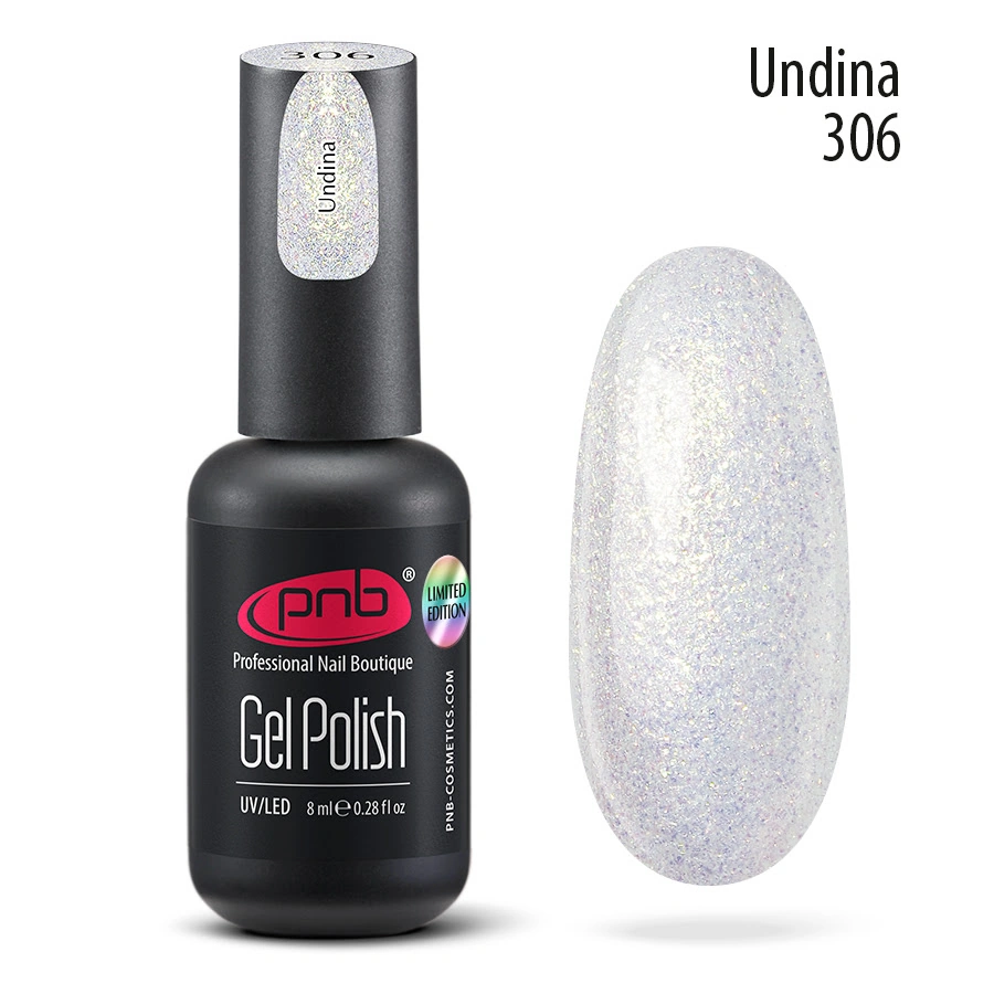 Гель-лак PNB №306 Undina шиммер, срібло 8 мл