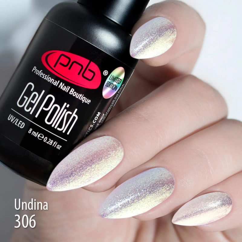 Гель-лак PNB №306 Undina шиммер, срібло 8 мл
