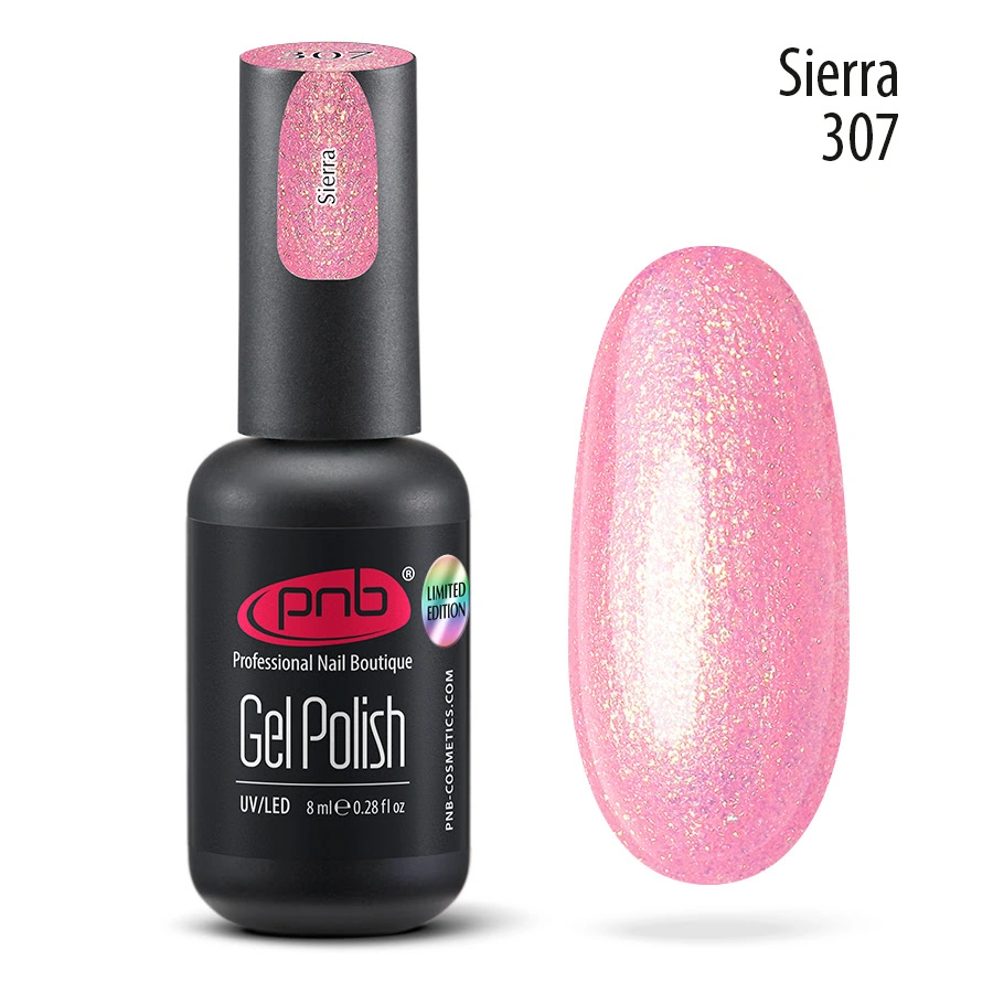 Гель-лак PNB №307 Sierra шиммер, рожевий 8 мл